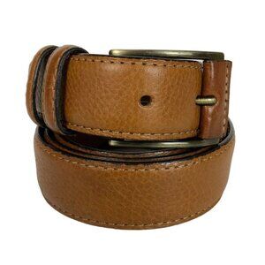 Joseph Abboud Mens Dress Belt Size 40 Tan Pebbled Leather Handcrafted in Italy